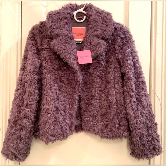 BRAND NEW WITH TAGS kate spade faux fur jacket, dark orchid